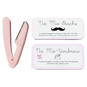 No Mo-Stache Discover Mo - 12 Count Brow and 12 Count Lip Wax Kit + Dermaplane Razor 3 Piece Set - As Seen On Shark Tank - The Quick Easy Way for Hair Removal On The Go - Wax and Shave Value Bundle