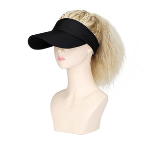 Women's Baseball Hat Wig Visor Hat Wig Wool Short Curly Hair Wig Ponytail Braid Wavy Wig Synthetic Hair Extensions