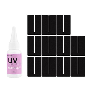 Hair Extension Glue Remover 30ml UV Hair Glue Remover UV Hair Set Super Fast Remover UV Lamp Hair Extension Kit with 10Pcs Anti-UV Shield Guards UV Gule Remover for Invisible Extensions