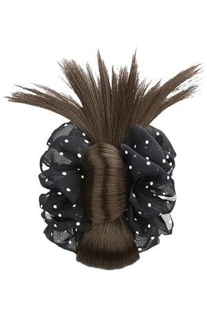 Low Bun Wig Clip on Chicken Feather Bun Hairpiece Natural Low Chignon Ponytail Hair Extensions for Women (Brown Color)