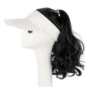 Women Hair Ponytail Wig Baseball Cap with Hair Long Wavy Wig Golf Hats With Hollow top baseball cap wig