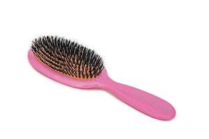 Rock &amp Ruddle Natural Mixed Boar Bristle Hair Brush for Women and Kids (Small 6.9) - Perfect for Wet or Dry Hair Detangling Smoothing Blowdrying - Designed &amp Made in UK - Tickled Pink Design