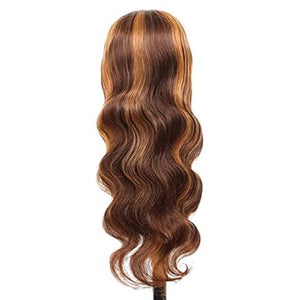 P4/27 Body Wave Headband Wig Brown And Honey Blonde Human Hair Headband Wig 130% Density Grade 8A Brazilian Remy Hair Machine Made Wigs 20 Inch