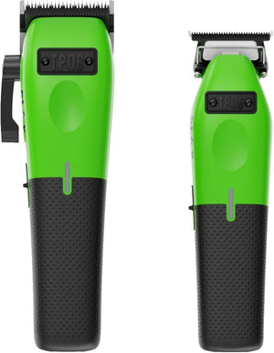 TPOB Play Barber Hair Clippers for Men 7500 RPM with Rubber Grips (Green 2 Set)