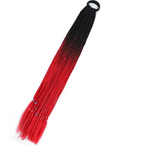 Synthetic Gradient Boxing Braided Ponytail For Girls With Elastic Hair Rubber Bands Hair Accessories Wig Headband Hairpiece