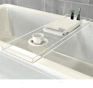Wangunan 33 inch Luxury Bathtub Table - Shelf Organizer for Bathtub &amp Shower Storage (Clear)