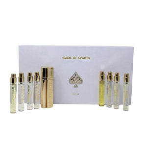 JO Milano Game of Spades 9-Piece Mini Parfum Set for Men &amp Women ? Includes Boston Moon Blind Bid Full House Diamond Gold Ruby Yellow Sapphire &amp High Roller (0.33 oz Each