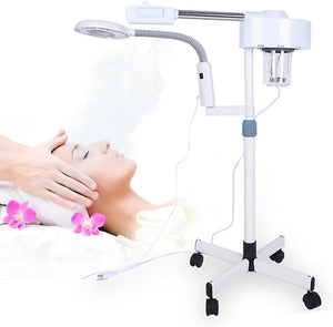 Magnifier Floor Light 2 in 1 LED Cold Light Steamer with 5X Magnifying Lamp Machine for Home Salon Spa Ionic Skin Care