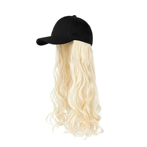Women Baseball Cap Wig Long Curly and Wavy Wig Sunshade Baseball Cap Women's Wig