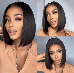 Human Hair Bundles Straight 4 Bundles with Closure 10A Unprocessed Human Hair Brazilian Virgin Hair Bundles 50g/Pcs Natural Black Hair Extensions(10101010with 10Closure)