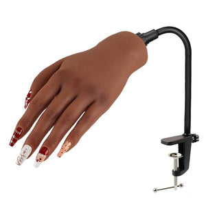 Nail Pratice Training Hand for Acrylic Nails with Stand Bracket,Soft Silicone Maniquin Hand, Flexible Bendable Nail Practice Fake Hand for Nails Art Practice Tool