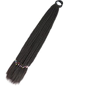 Synthetic Gradient Boxing Braided Ponytail For Girls With Elastic Hair Rubber Bands Hair Accessories Wig Headband Hairpiece