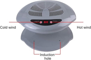 Air Nail Dryer, 400W Intelligent Automatic Sensor Hot &amp; Cold Air Nail Polish Drying Fan Manicure Tool for Home Salon Both Hands and Feet Use, Grey