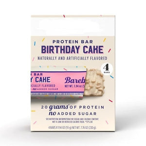NEWly Barebels High Protein Bars Birthday Cake Flavor 20g Protein 1.9oz 4-Pack (Packaging May Vary)