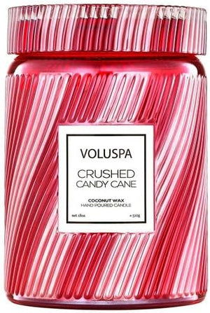 Voluspa Crushed Candy Cane Large Candle Jar 18 oz 100 Hour Burn Time Coconut Wax for Clean Burning Handcrafted in The USA