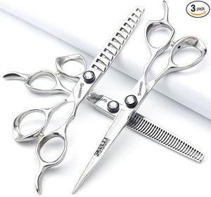 Japan 440 Steel Scissors Professional Hairdressing Scissors for Barber Thinning Hair Shears 5.5/6/6.5 Inch (6.5 Inch-3 Pieces)