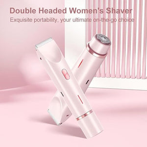 Glow Aura Shaver 2-in-1 Women's Body Shaver Hair Remover Glow Shave for Leg Arm Underarm Pubic Area Wet &amp Dry USB Rechargeable IPX7 Waterproof&ampEasy Cleaning (1 Set)