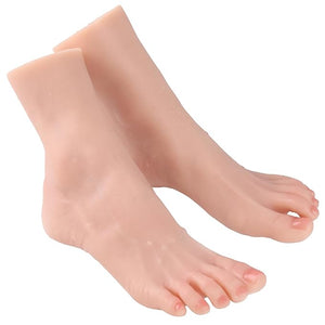 Realistic Silicone Feet Nail Practice Foot Nursing Mannequin Flexible Fake Foot Model for Art Training Jewelry Display Collection (Fair SkinUS Women Size 4-1 Pair)