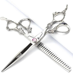 7/7.5/8/9 inch scissors silver professional hairdresser hair cut and trim diluted sharp 440C steel (7 inch 4pc)