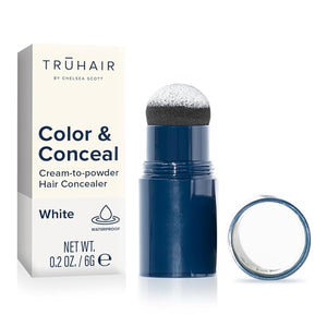 TRUHAIR Color &amp Conceal Waterproof Root Touch Up Hair Color for Gray Hair Coverage - Instant Root Cover Up Hair Powder for Women &amp Men - Bald Spot Concealing Hairline Filling (White)