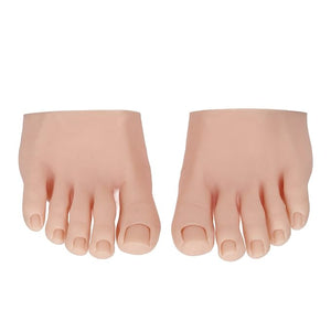 1 Pair Silicone Nail Practice Trainning Foot Flexible Manicure Nail Art Training Display Fake Half Foot Model Pedicure Practice (Medium Skin Color)