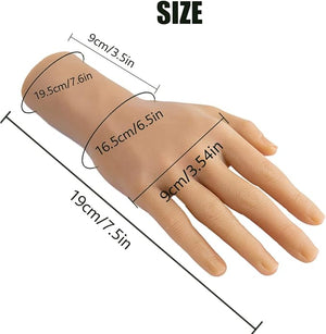 A Pair Hand Nail Art Soft Practice Hands Flexible Silicone Prosthetic Hands Manicure Tools - Fingers can be Bent - Reusable for Tattoo Artists and Beginners (Wheat)