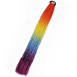 Synthetic Gradient Boxing Braided Ponytail For Girls With Elastic Hair Rubber Bands Hair Accessories Wig Headband Hairpiece