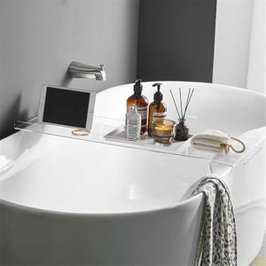 WANLIAN Luxury Bathtub Caddy Tray for Bathroom and Shower Storage - Clear Handles