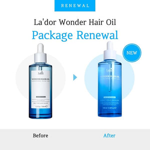 LADOR Wonder Hair Oil Anti Frizz Leave-In Lightweight Protein Coditioner - Squalane Argan Avocado Oil for Dry Static Damaged Bleached Hair Defrizz Heat Protectant Treatment 3.3 Fl Oz Korean