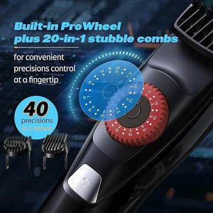 40 Precisions Electric Beard Trimmer for Men Mens Grooming Trimmer for Beard Mustache Face and Ear Hair Multi-Series Clipper Waterproof USB C Charging Soft Pouch (Dark Red)