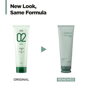 AMOS PROFESSIONAL The Green Tea Moisturizing Pack Hair &amp Scalp Treatment for Thinning Hair Korean Hair Mask Strengthening Hair All Hair Types 8.4 fl. oz.