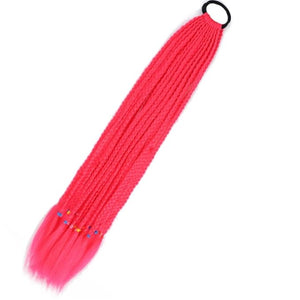 Synthetic Gradient Boxing Braided Ponytail For Girls With Elastic Hair Rubber Bands Hair Accessories Wig Headband Hairpiece