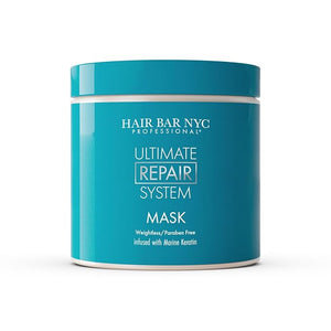 Hair Bar NYC Ultimate Hair Repair System Revival Hair Mask - Protein Repair Boost for Dry Damaged and Color Treated Hair Infused with Marine Keratin &amp Biotin 16.9oz 500ml