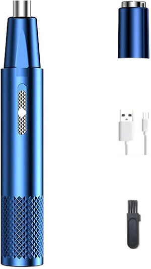 2-in-1 Rechargeable Electric Nose Hair Clipper Unisex Fully Automatic Washable Trimmer with Multi-Kinetic Shaving(Blue Plus shaving heads A)