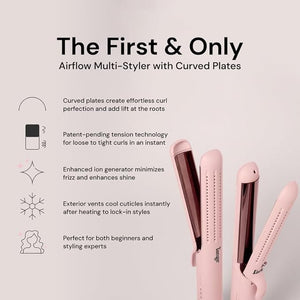 L'ANGE HAIR Le Duo Flex 360¡Æ Airflow Titanium Styler | Curling Iron with Adjustable Settings Creates Waves | Air Flow Styler Enhances Volume Locks | Dual Voltage Tool for All Hair Types (Blush)