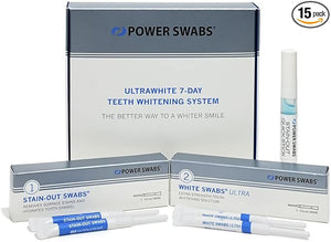 Power Swabs - 7 Day Professional Teeth Whitening Kit - for at Home Use - Easy 5 Minute Teeth Whitening - Dentist Formulated Teeth Whitening Swabs to Remove Stains