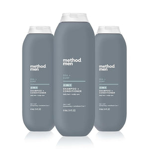 Method Men 2-in-1 Shampoo + Conditioner Sea + Surf 14 Ounces (Pack of 3)