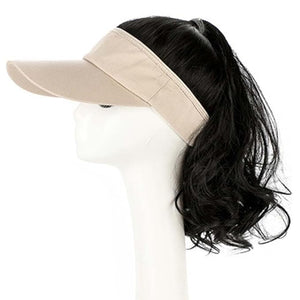 Women Hair Ponytail Wig Baseball Cap with Hair Long Wavy Wig Golf Hats With Hollow top baseball cap wig