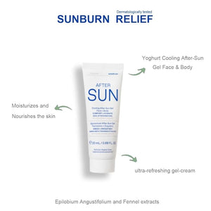 Sunburn Relief Bundle: Aloe First 16.9 fl oz 78,43% Aloe Vera &amp; Bee Propolis + Cooling After Sun Gel w/Real Edible Greek Yogurt 20mL