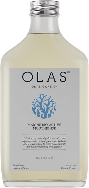Olas Alcohol Free Mouthwash &amp Oral Rinse - Marine Bio-Active Mouth Rinse With Essential Oils &amp Antioxidants for a Healthy Oral Microbiome - Fluoride Free Natural Mouthwash (500 ml)
