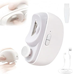 Electric Nail Clipper 3 in1 Automatic Electric Nail Clipper with Polishing for Fingers and Toes Toenail Clippers with 2 Adjustable Speeds for Senior Adults (White)