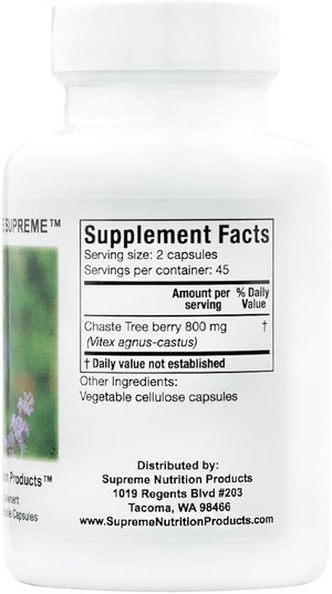 Supreme Nutrition Chaste Tree Supreme, 90 Pure Vitex Vegetarian Capsules (Pack of 2)