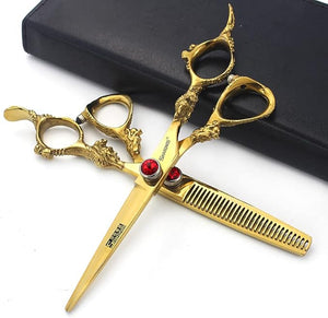 Professional Japanese Hair Scissors - 440C Stainless Steel/Rose Razor With Scissors Bag Gift (6-Inch 2pc-A)