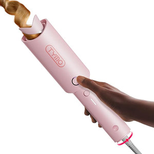 TYMO Automatic Rotating Curling Iron - TYMO CURLPRO Beach Waves Curling Wand Portable Hair Curler 500 Million Ionic Dual Voltage &amp Lightweight for Travel Ceramic Coating 1 1/4 Inch Pink