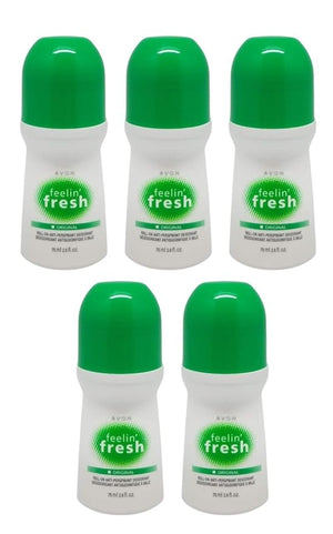 LOT OF 5 - Feelin' Fresh Roll-On Anti-Perspirant Deodorant Rolls ? Long-Lasting Protection ? Original Formula ? Gentle on Skin ? For Daily Use 2.6 Oz