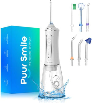 Professional Water Flosser - Advanced Dental Care for a Healthier Mouth, Gum, and Teeth - IPX7 Waterproof Oral Irrigator | 7 Replacement Tips, Travel-Friendly, Rechargeable - Oral Hygiene (White)