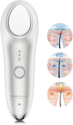 TOUCHBeauty Face Massager Hot and Cold 42¡É &amp 6¡É Electric Facial Device for Skin Tightening Vibration Massager for Puffy Eyes Wrinkles &amp Anti-Aging Rechargeable Beauty Tool (Starlight White