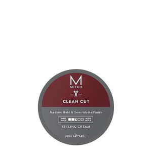 MITCH by Paul Mitchell Clean Cut Styling Cream for Men Medium Hold Semi-Matte Finish For All Hair Types + Short to Medium Hair 3 oz.