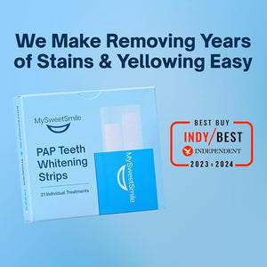 MySweetSmile Teeth Whitening Strips ? 6 Month Supply (21 Treatments) ? Whiter Teeth in 7 Days ? Removes All Types of Stains &amp Yellowing ? Dentist-Approved &amp Enamel-Safe ? IndyBest Award-Winnin