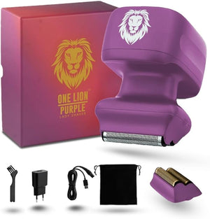 Skull Shaver One Lion Purple PRO Shaver for Women - Flawless Hair Removal - Stepped Twin Foil Blades - Wet or Dry Shaving - Rechargeable - Cordless